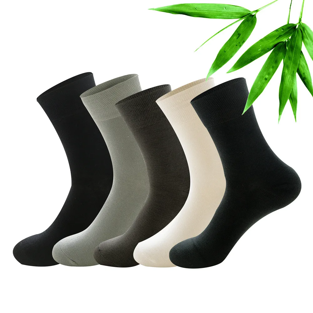 Customized solid color basic business socks for men soft breathable men work bamboo socks