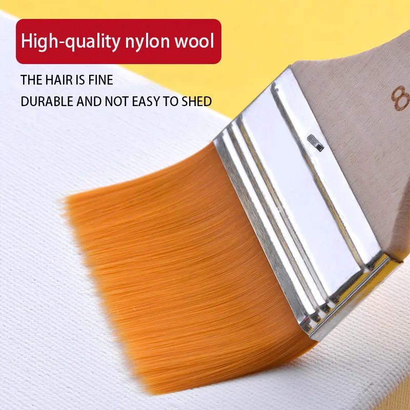 High Quality Nylon Paint Brush Different Size Wooden Handle Watercolor Brushes For Acrylic Oil Painting School Art Supplies