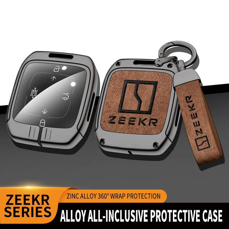 High Quality Zinc Alloy Leather Car Key Case Cover For ZEEKR 001 Holder Keychain Keyless Protector Styling Accessories