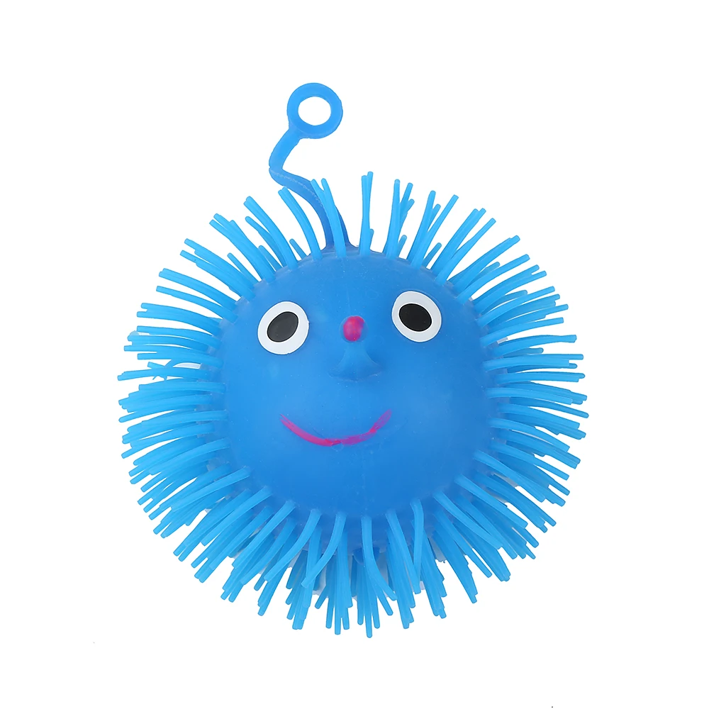 Kehui Smiling Squeeze Puffer Balls Tpr Fluffy Light Led Soft Puffer Balls On A String