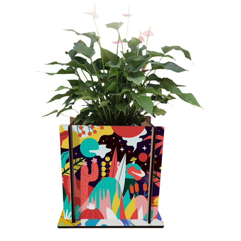 Make your own photo custom sublimation wood flower frame vase holder home decoration flower vase