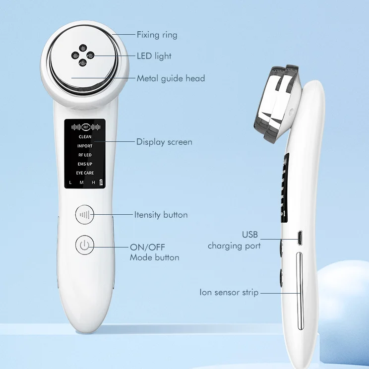 M83 Beauty Skin Care Products Red Blue Light Therapy EMS Vibration Face Massager Multi-functional Facial Beauty Device