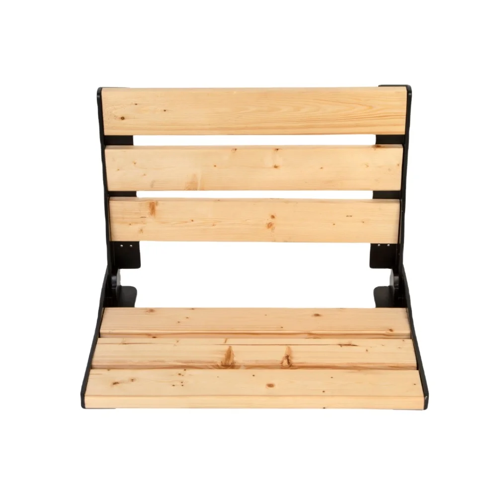 Modern U-Shaped Wall-Mounted Teak Stool Shower Seat and Folding Bench with Wooden Silhouette for Bathroom