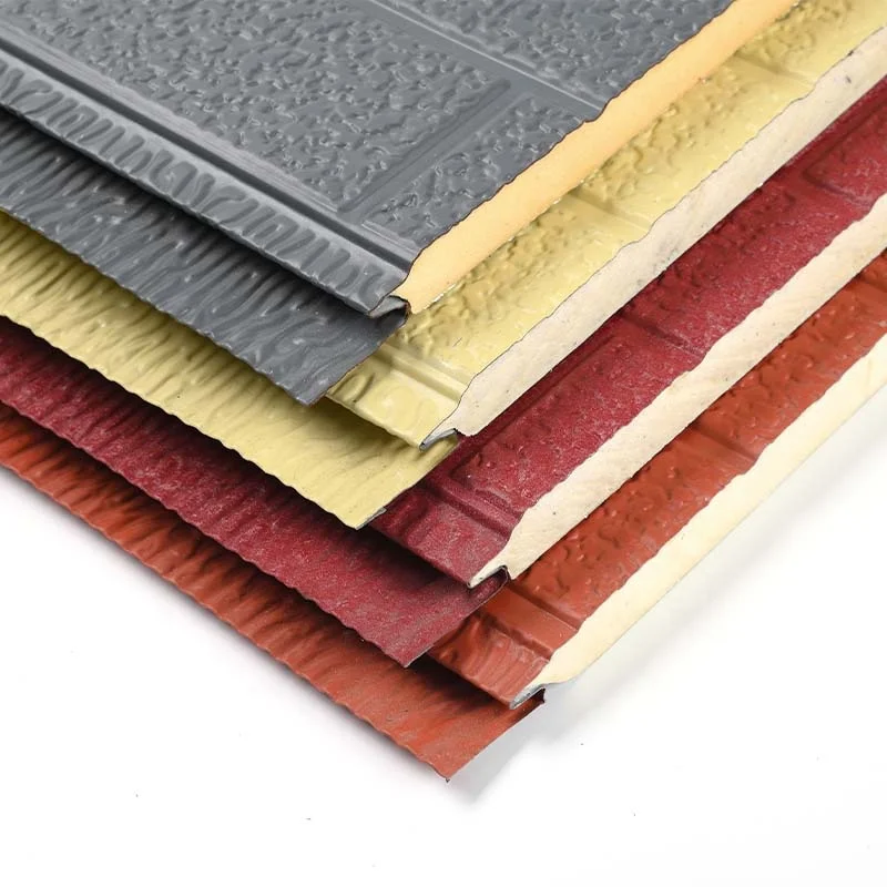 Modern Design Faux Embossed Metal Wall Panels Rustproof Outdoor Shandong PU Sandwich Insulation for Villa Carved Siding