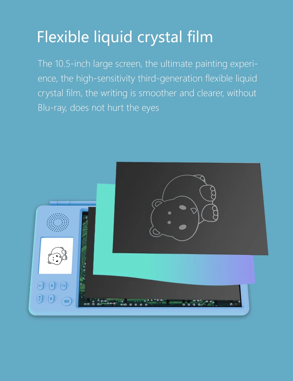 Kids Model LCD Paperless 10.5 Inch Bule White Customizable Electronic Writing Drawing pad Tablet Pad Handwriting Board