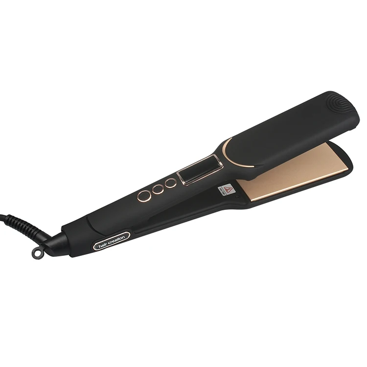 2023 г., очень широкий выпрямитель для волос с титановой пластиной и черной резиновой ручкой, с ЖК-дисплеем