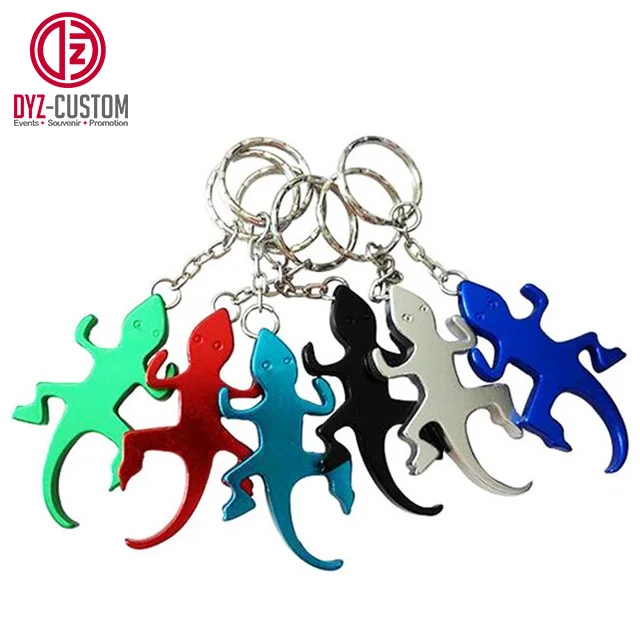 Aluminum alloy lizard shaped bottle opener metal keychain