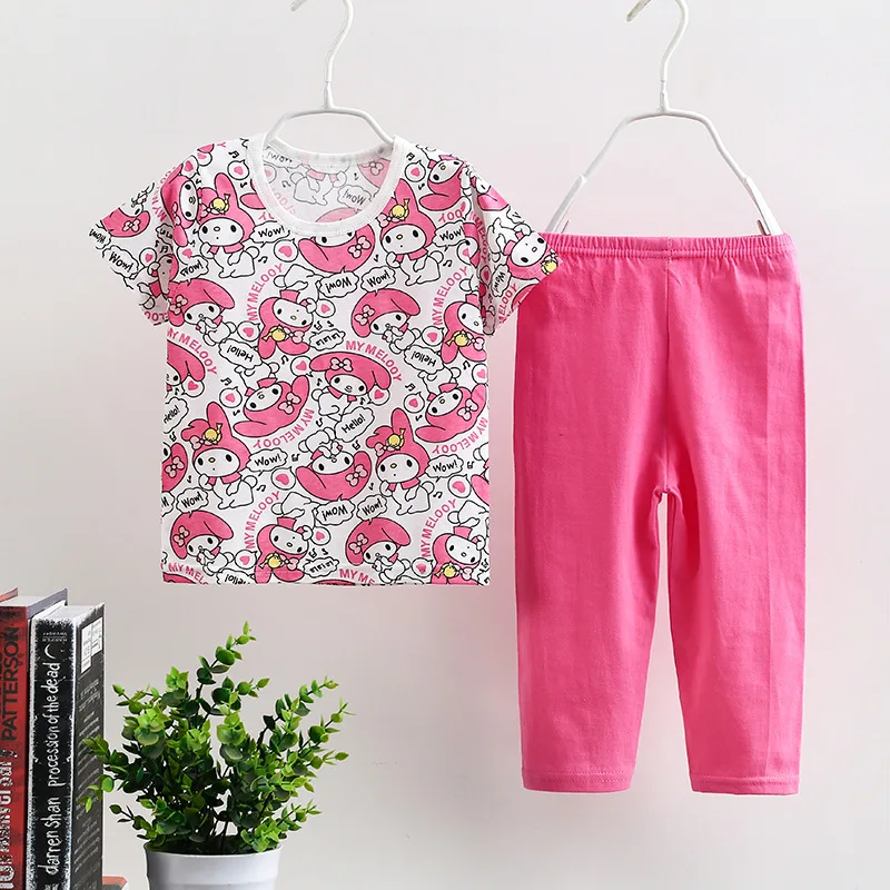 Thin home wear set short sleeve trousers combination CuHK children underwear set cross-border baby clothing customization