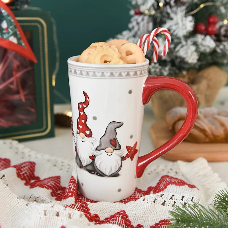 Nordic style creative embossed Tata cup Christmas ceramic mug household office milk coffee cup