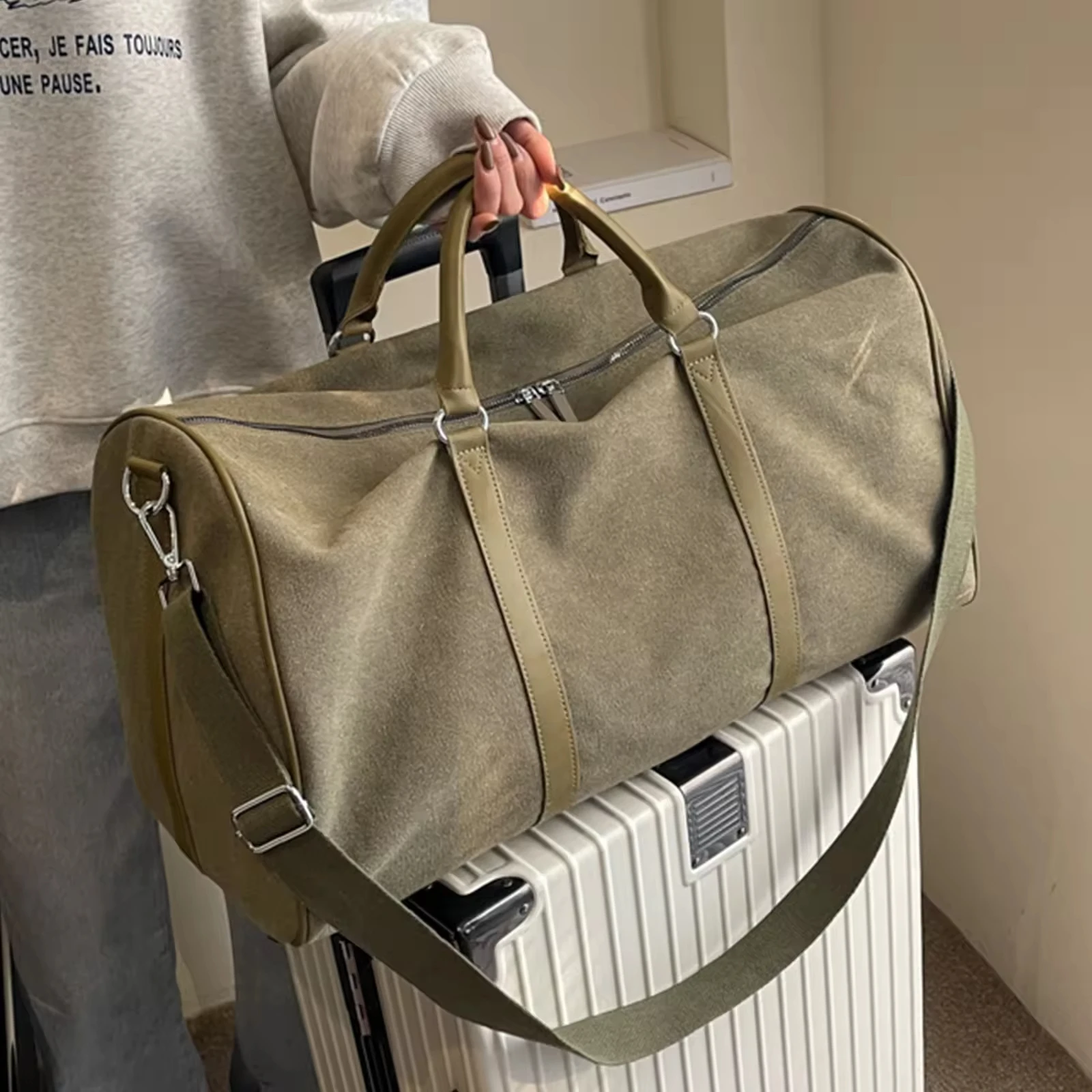 Foldable Waterproof Canvas Hanging Cloth Shoes Compartment Sports Tote Bag Weekend Travel Gym Duffel Bags Garment Bag for Men