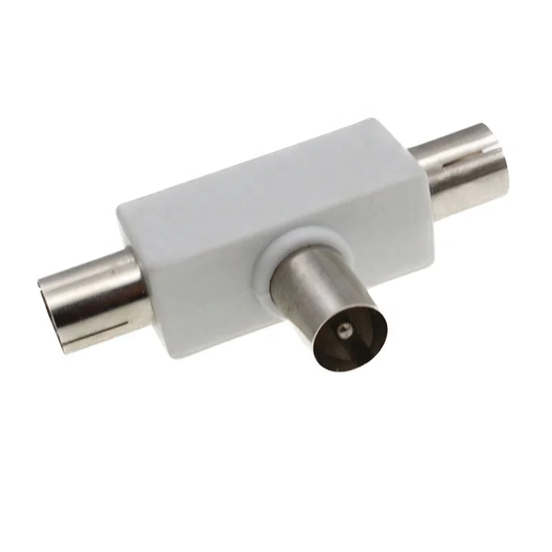 OEM Hot sale 2 Way TV T Splitter Aerial Coaxial Cable Male to 2 Female Connectors Adapter