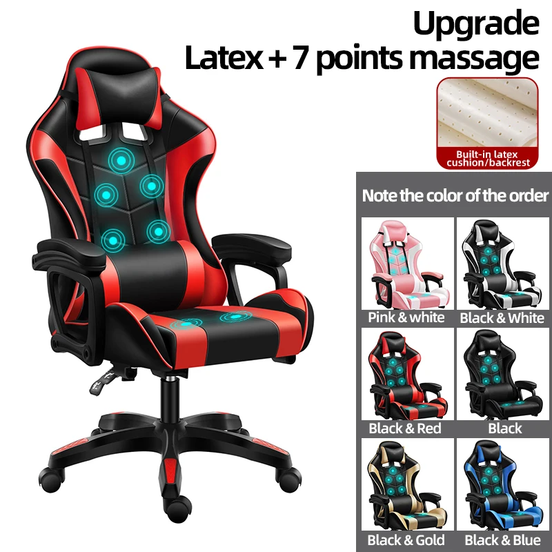 Free Sample Reclining Leather Custom Logo Iron Massage Racing  PU Leather Game Gaming Chair RGB Chair
