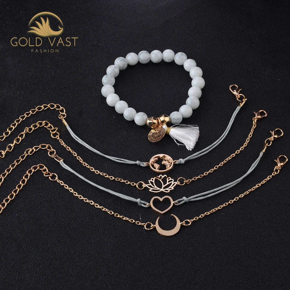 trendy stainless steel gold plated bracelets & bangles bracelets sets alloy charm bracelet in zinc alloy jewelry bijou bijoux or