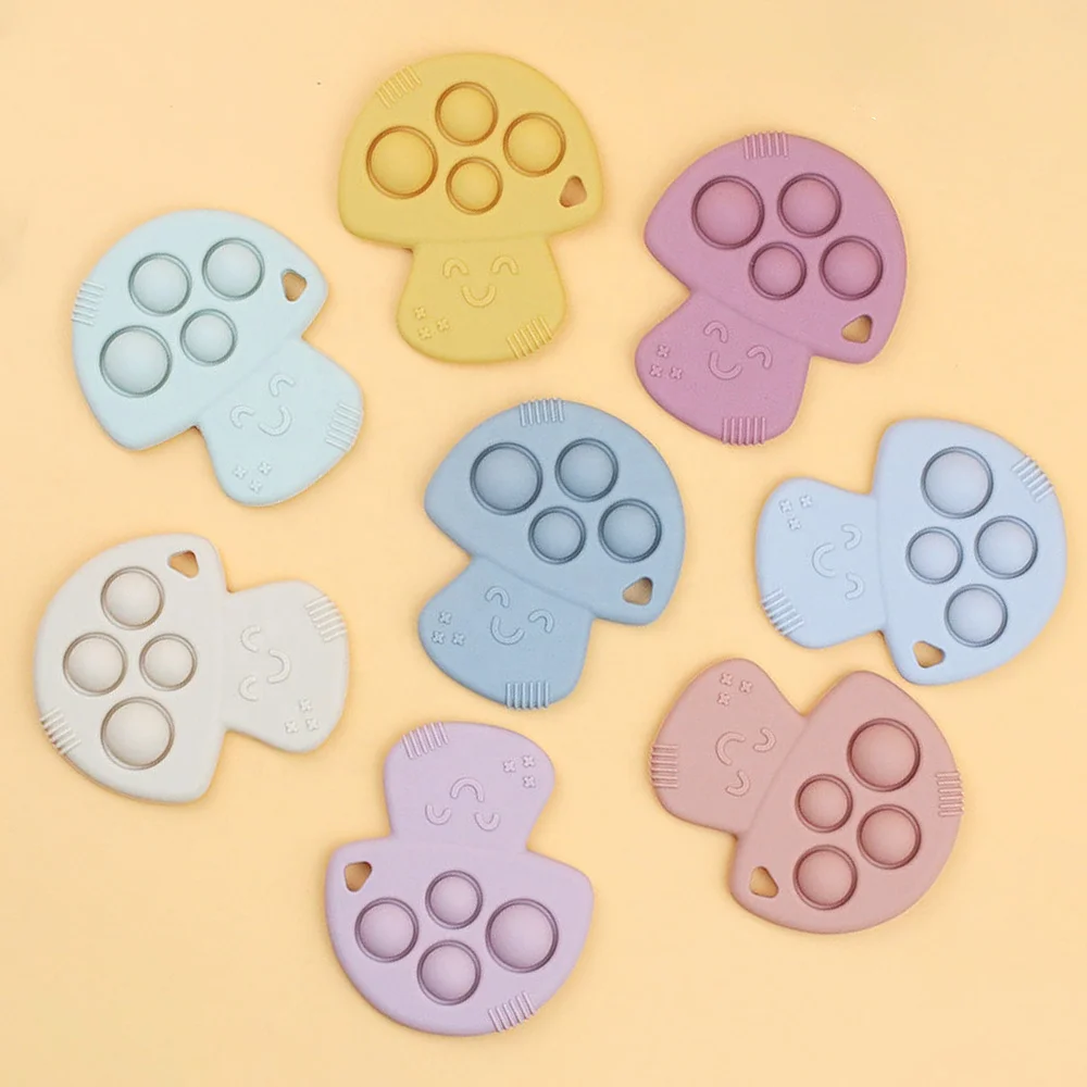 LoveBond BPA Free Silicone Baby Mushroom Chew Teethers for Baby Teething Bestie and Baby Pop Sensory Toy