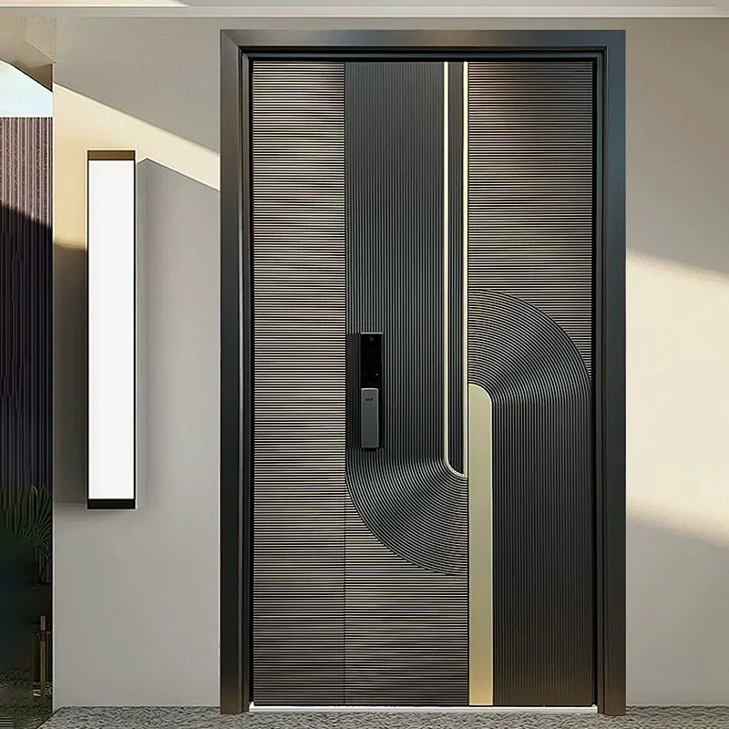 Внешние металлические стальные входные двери алюминиевые ворота для виллы противоугонные складные