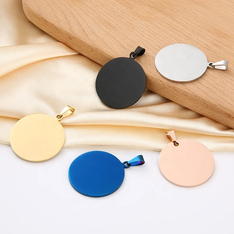 Factory Wholesale Price Round Stainless Steel Dog Label Customized Round Necklace Pet Name Brand Metal Pendant For Small Animal