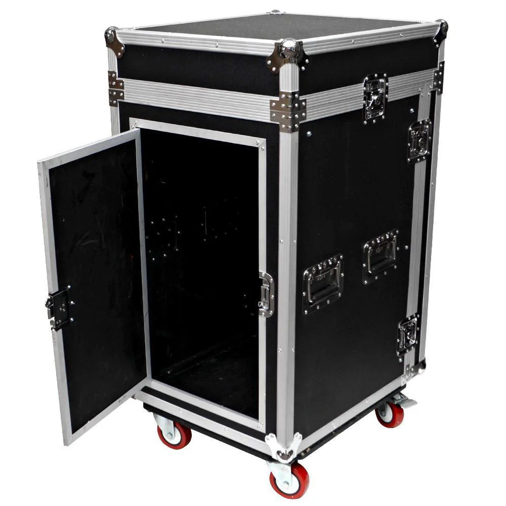16 Space Rack Case 16U Flight Rack Case With 10 Space Slant Mixer Top and DJ Work Table