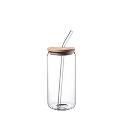 25Ox 25Oz 16 Oz Clear Libby Bear Cans Glass Can No Lid 20Oz With Bamboo Lid And Glass Straw Subl