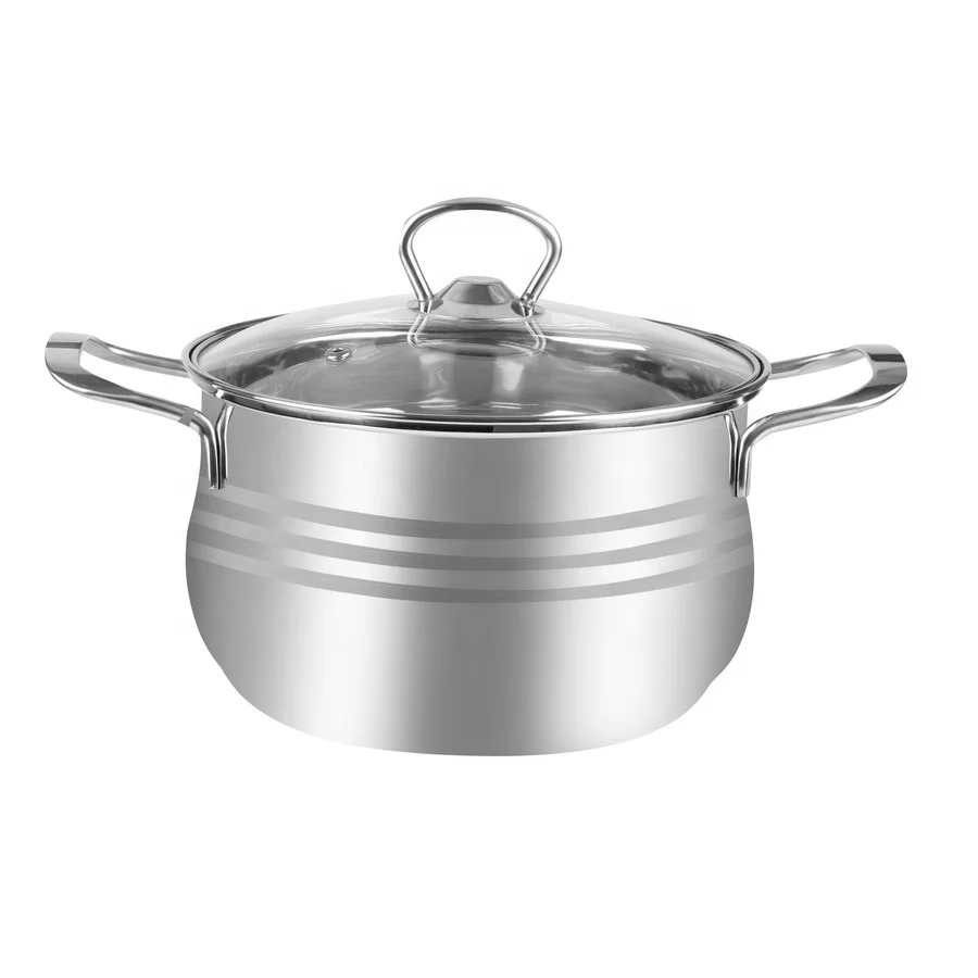 Classic Style MSF-8307 Belly Shape Stainless Steel Casserole Cookware Set Sustainable Kitchen Metal Usage