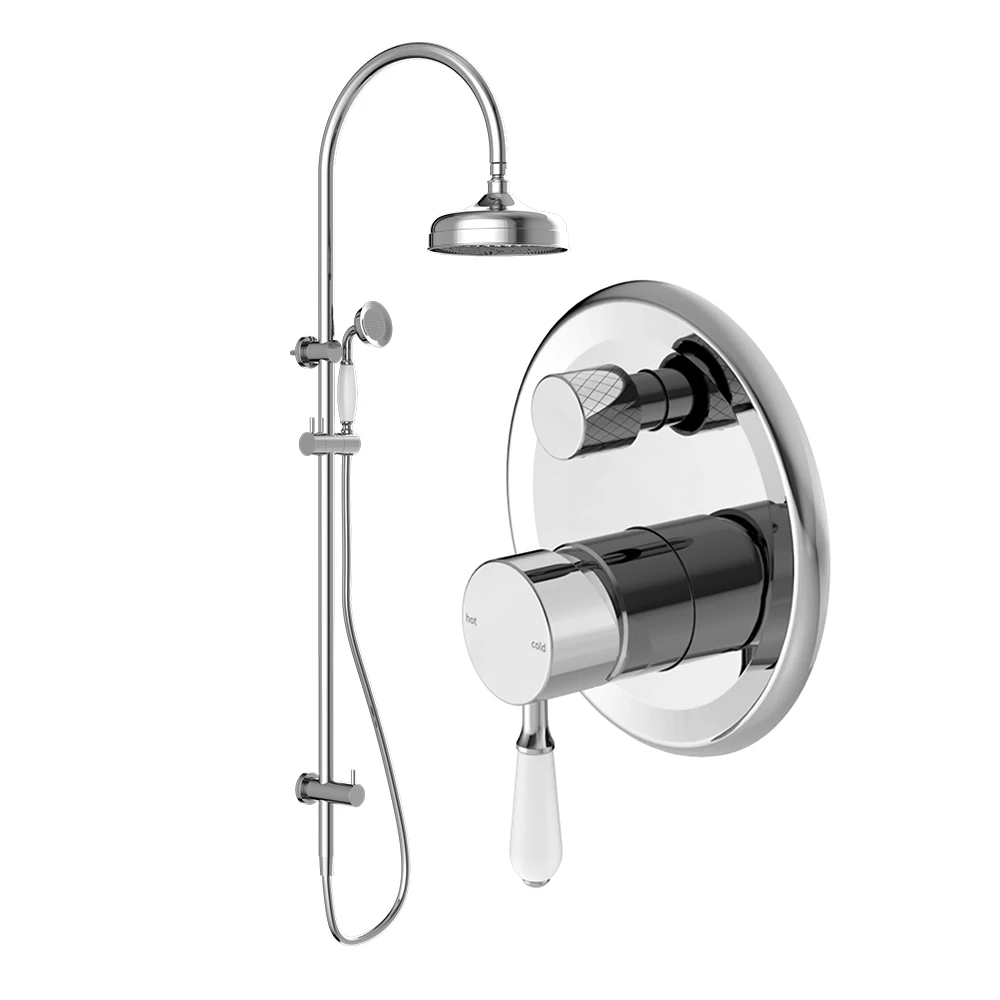 YSW Vintage Shower Head Set Luxury SPA Grade High Pressure Hand Held Shower Head Telephone Shaped Brass Ceramic Bathroom Modern