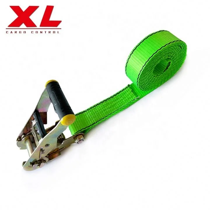 1.5inch 2000kgs capacity tow black rubber handle ratchet tie down strap cargo lashing belt