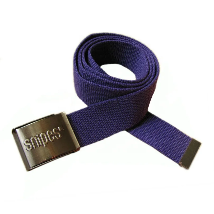 38mm embossed Fashion popular Customized Logo Firm Durable Fabric Cotton Web Canvas belt with open close buckle