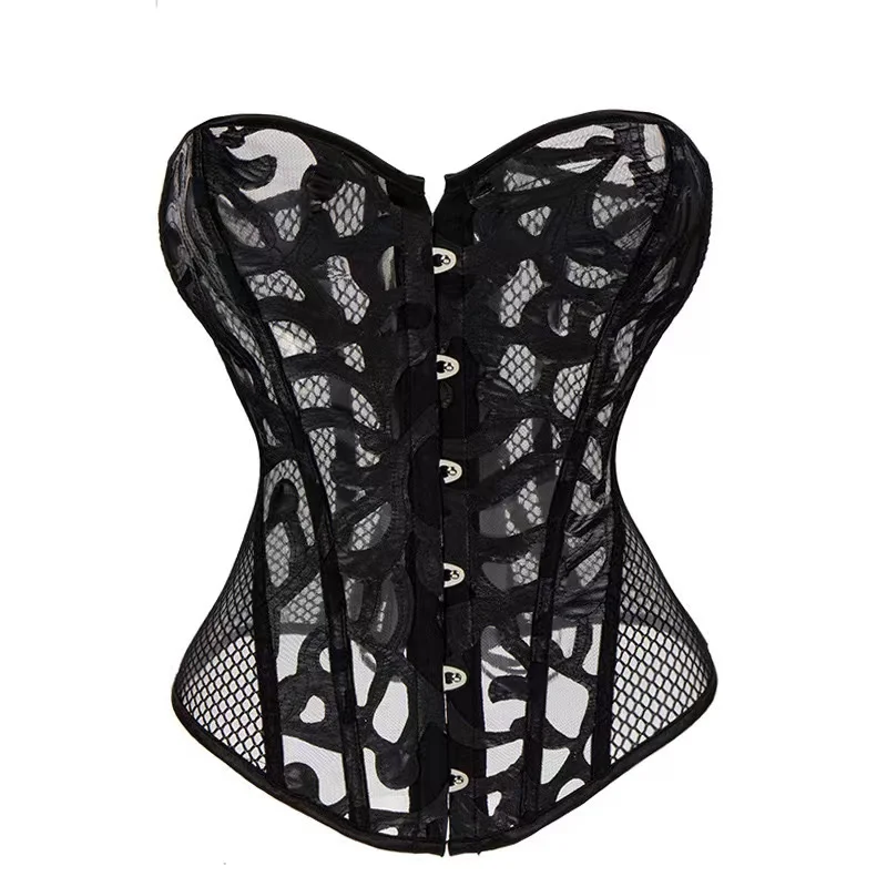 Plus Size Thong Bodysuit Hourglass Body Shapers Wedding Leather Korsett Women White Mesh Bridal Corset Top With T String