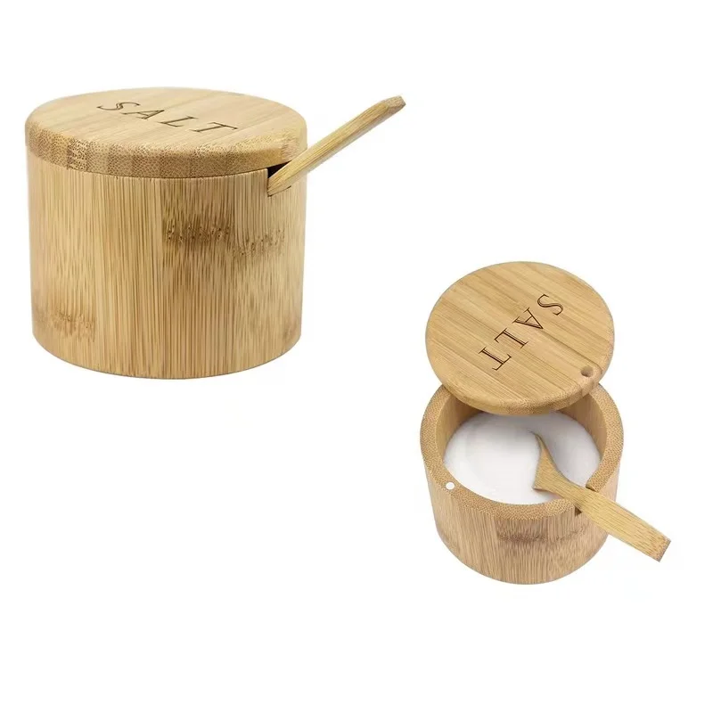 DIY Bamboo Kitchen Accessories Bamboo Salt Keeper Natural Bamboo Jar Eco-friendly Salt Storage Jar