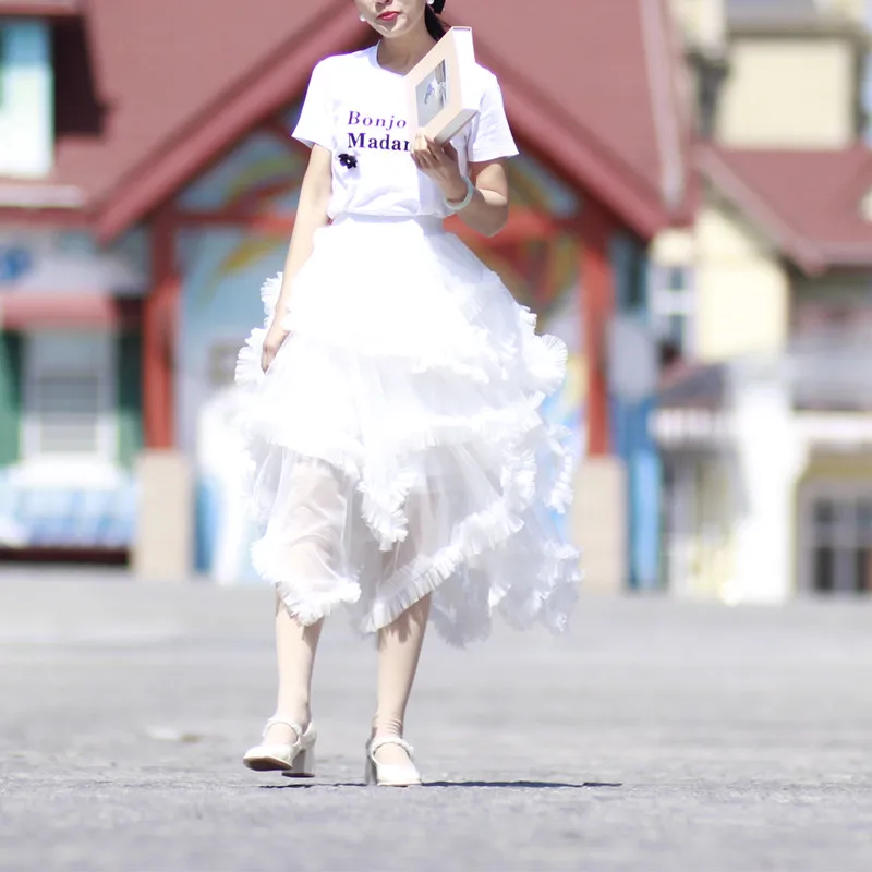 2023Spring and Summer new niche design multi-layer gauze skirt imported high-grade super fairy mid-length irregular skirt