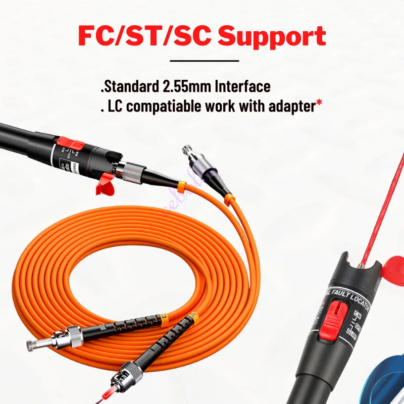 Visual Fault Locator Red Laser 10mw/20mw/30mw/50mw/60mw Optical Fiber Light Optical Cable Tester 5-50km