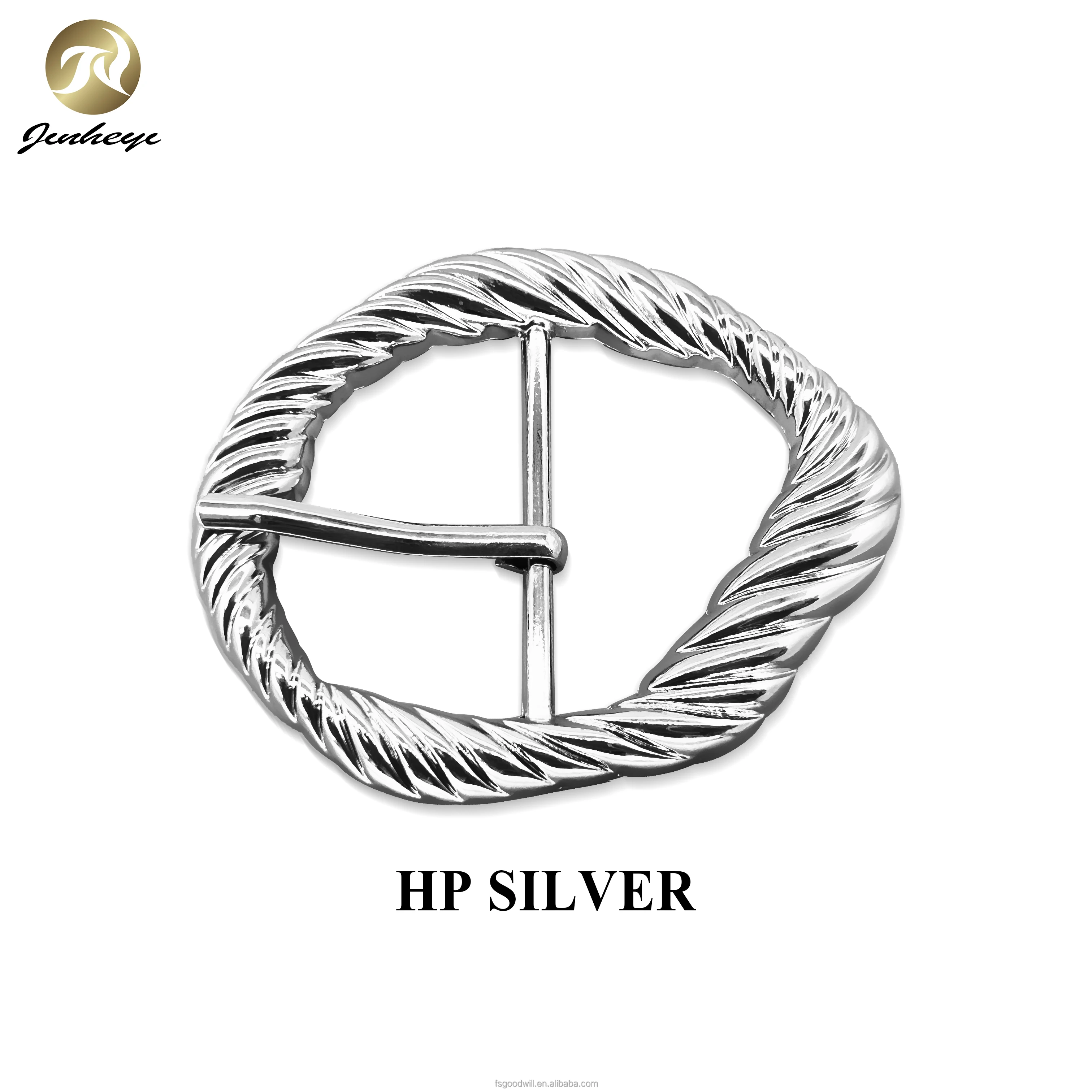 Custom Metal Belt Buckles HP Silver Big Size Wave Pattern Metal Buckle For Belts