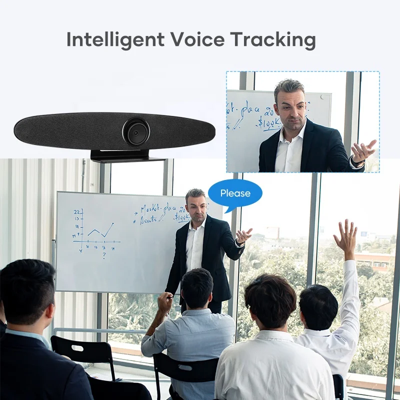 Rocware 4K 110 degree Video Conference Camera with Speaker beamforming mic 3-in-one video conference room audio video solution