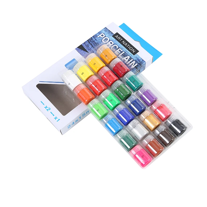 Nox-toxic Fabric Paint Set  24colors*15ml & 3 brush high quality Fabric Paint for fabric art drawing