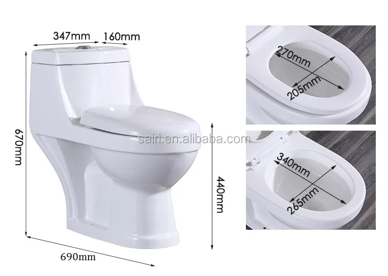 SAIRI Elongated Front 1-Piece Toilet, 3,8 L/6 L, White washdown bathroom toilet seat for UAE Middle East market