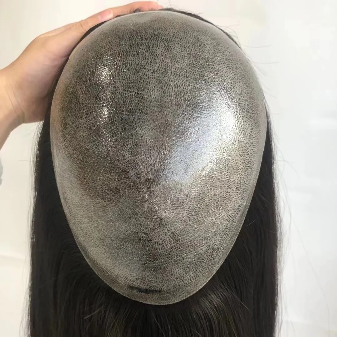 Factory Price 6 Inch Mens Toupee With Gray Hair, High Quality Topper, Natural Color Toupee
