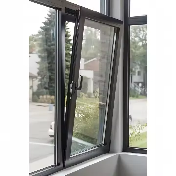 Aluminium Customized Double Glass Window Glaze Energy Efficient Aluminum Casement windows Villa Tilt and Turn Window for House