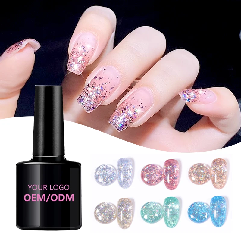 Factory Wholesale Nail Glitter Private Label 60 Colour Jelly Collection Set Reflective Gel Nail Polish