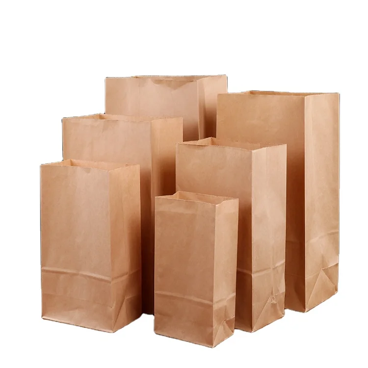 
Custom Logo Printed Cheap Eco Recycle Take Away Food Packaging Brown Kraft Paper Bag With Your Own Logo 