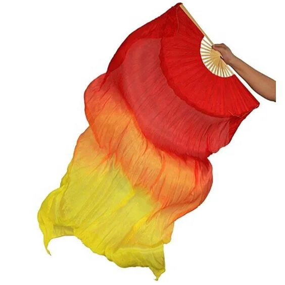 Nayaking 100 Colors Women Dance Stage Performance Real Silk Belly Dance Fan Veil, Length 120cm, 150cm,180cm,200cm Width 90cm