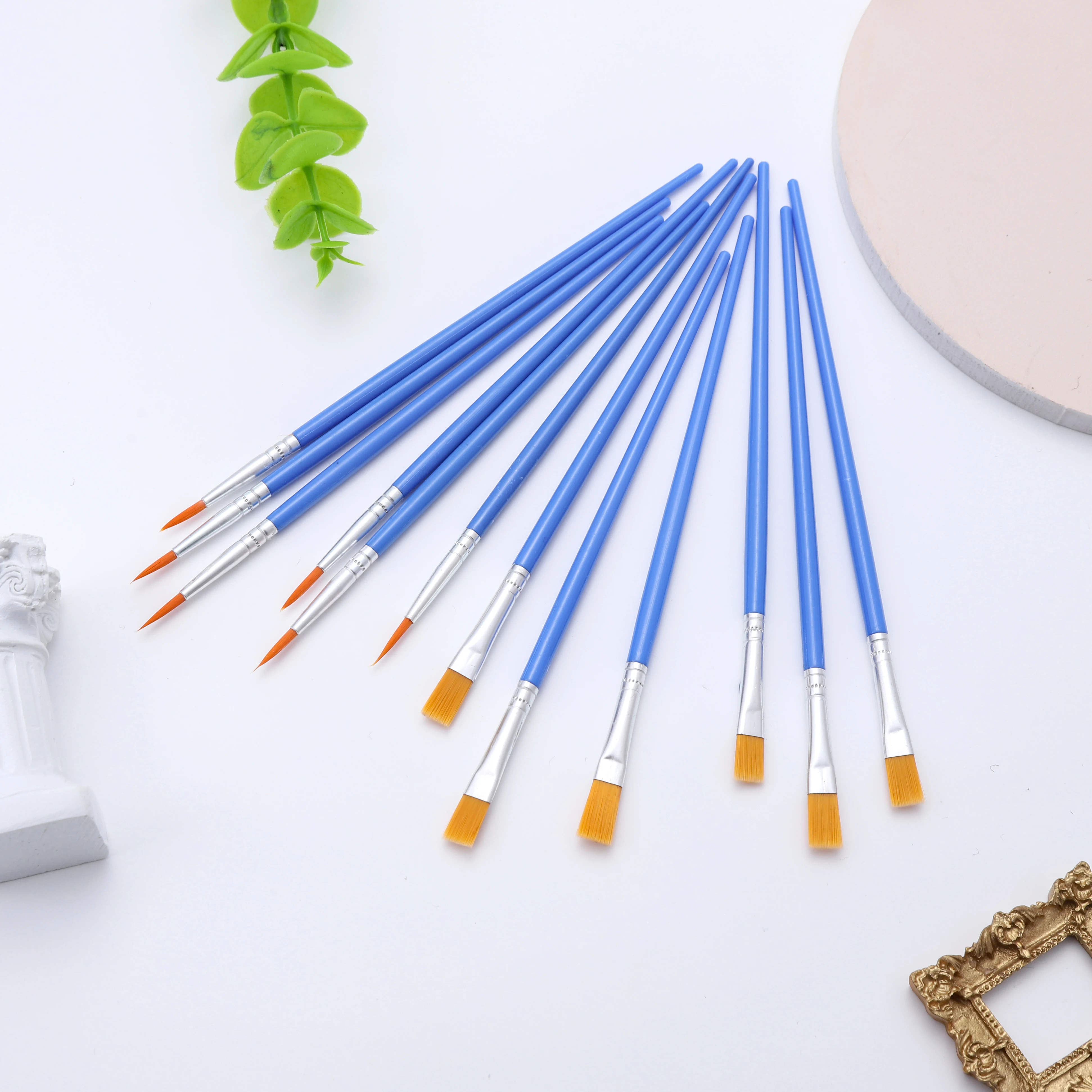 Bo Yi Xuan 200 Pcs/Set Of High Quality Blue Plastic Handle Artist Paint Brush Set For Acrylic Watercolor Canvas Face Painting