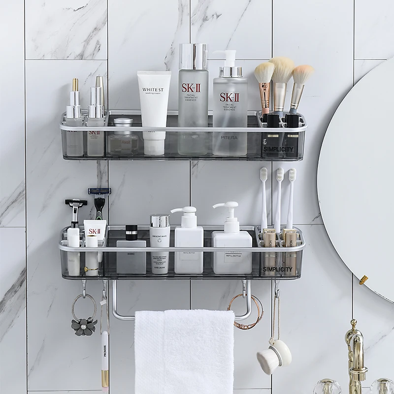 Bathroom Rack Toilet Wall-mounted Punch-free Washstand Toilet Tripod Bath Plastic Towel Storage Rack