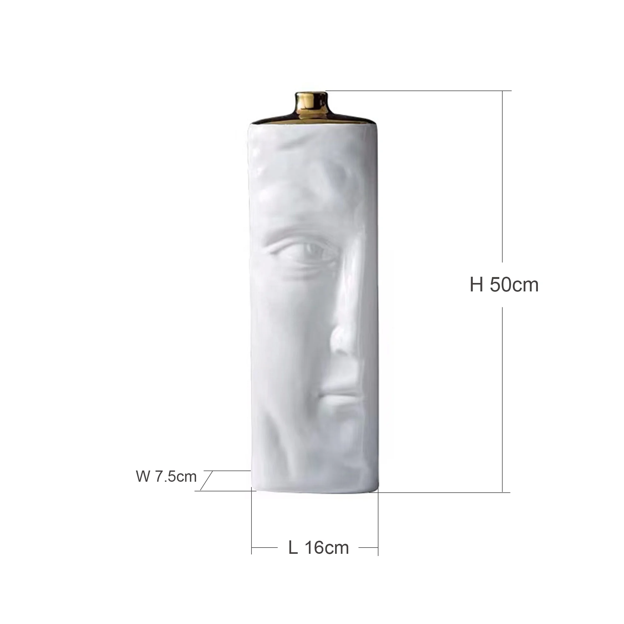 Human face porcelain design modern ceramic craft sculpture ceramic vase