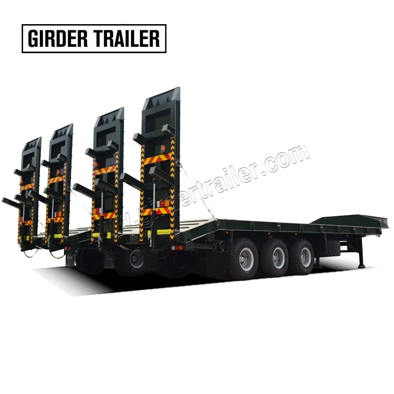 SHIYUN Truck Heavy duty lowbed loader gooseneck 3 axles excavator 60tons low bed semi trailer for sale