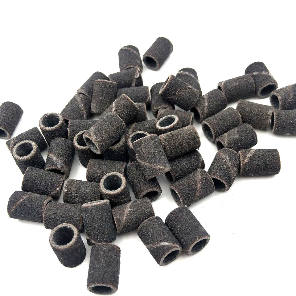 
#80 #150 #240 100Pcs/Box Black Sanding Bands Without Mandrel For Nail Drill Nail Care Polishing Manicure Tools 