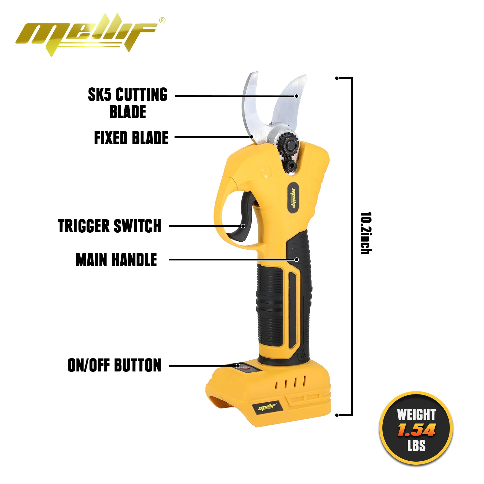 Mellif cordless Electric garden shears for DeWalt 20V Battery,26000RPM Brushless Motor&0.98 Inch Cutting Diameter (NO battery)