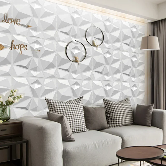 Waterproof Flame Retardant PVC 3D Diamond Wall Panel for Interior Decoration Low Price Ceiling Cladding for Living Room Office