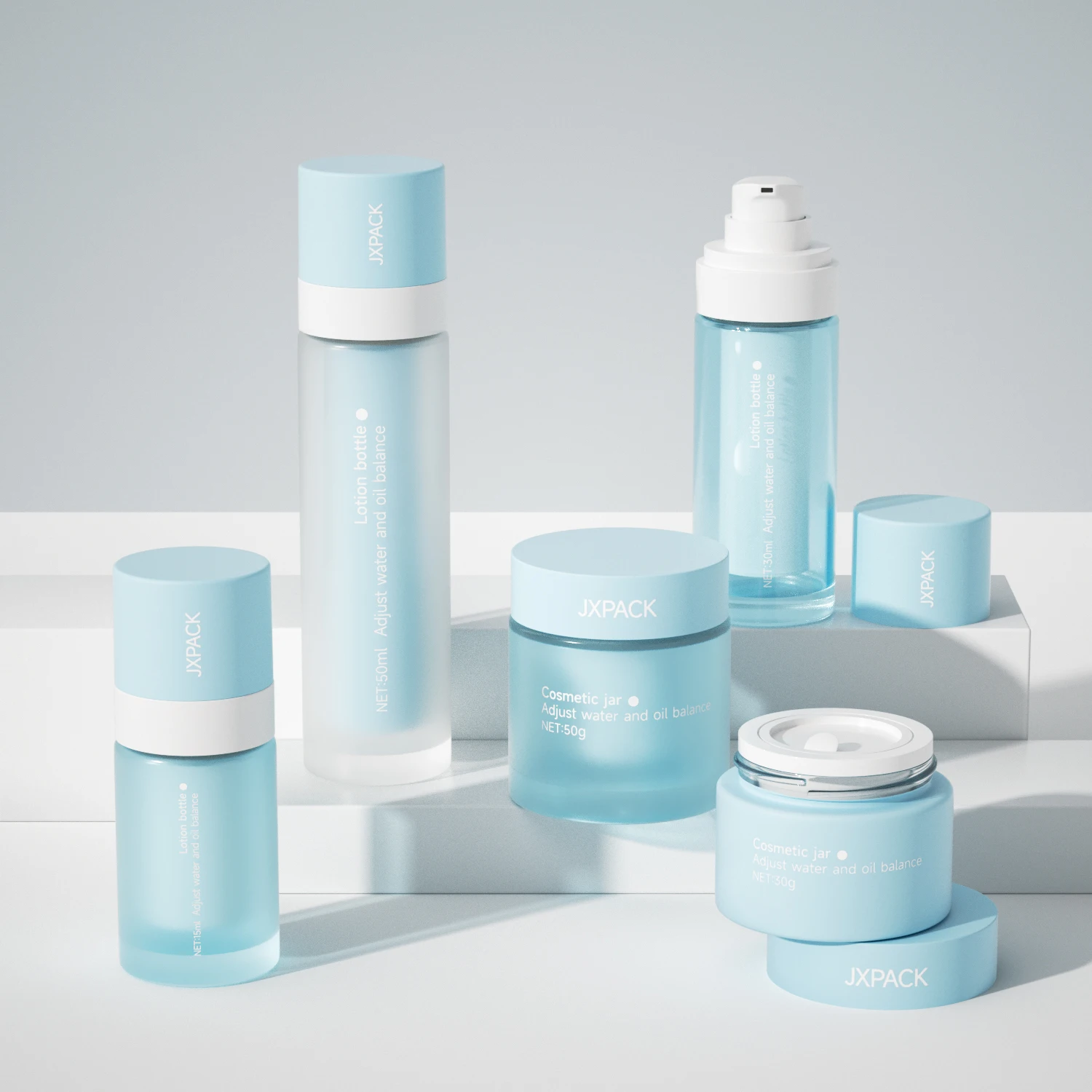 Eco friendly sustainable replaceable cosmetic packaging set custom pink refillable airless skincare lotion serum pump bottle