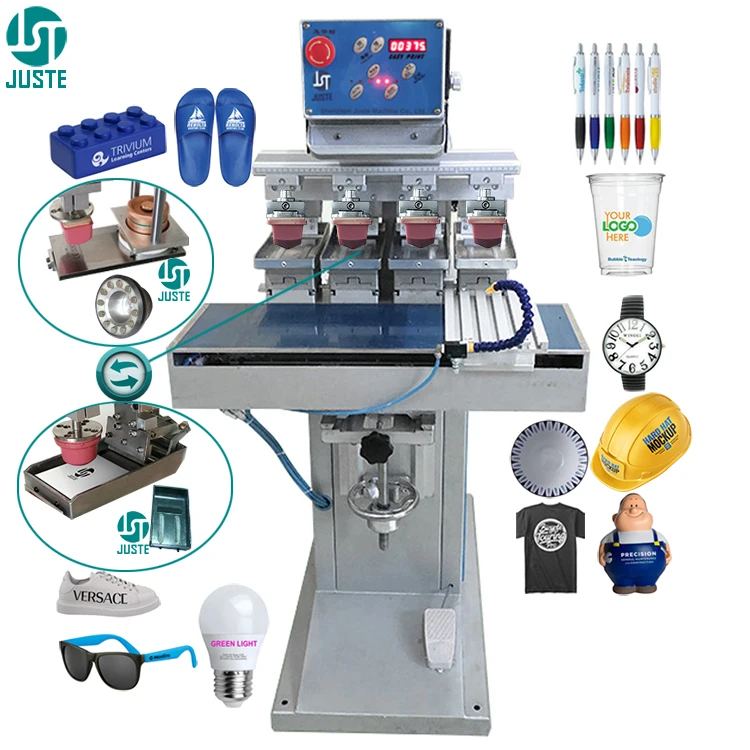 4 Color Pad Printing Machine 7 Inches Single Transverse Flow Mould Laser Pad Printer With Supplies PLC Ceramic Ring Doctor Blade