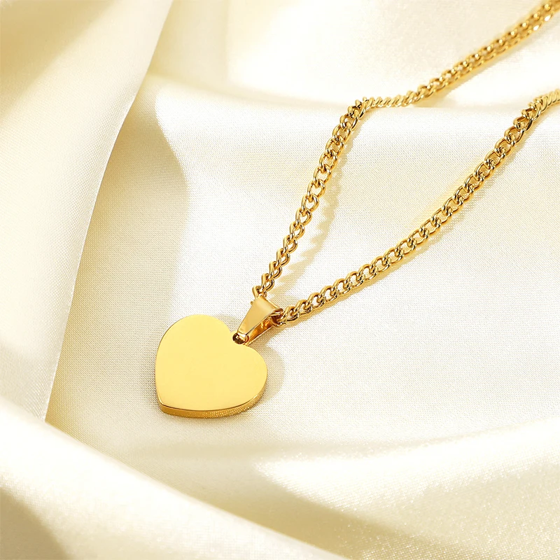Custom Chain 14K Women Stainless Steel Heart Lock Checkered Enamel Pendant Necklace For Girl