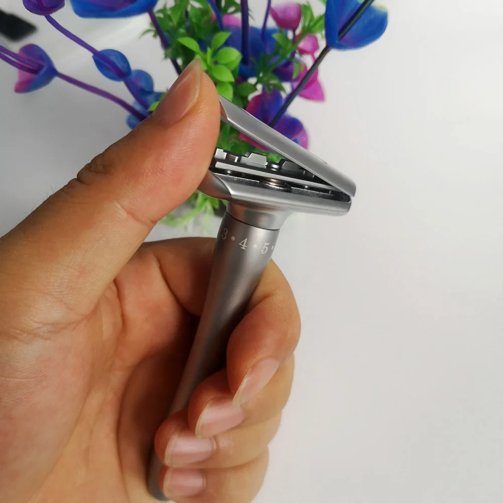 Navalha de seguranca para homens SNMIRN novo estilo de adsorcao magnetica de metal ajustavel de borda dupla